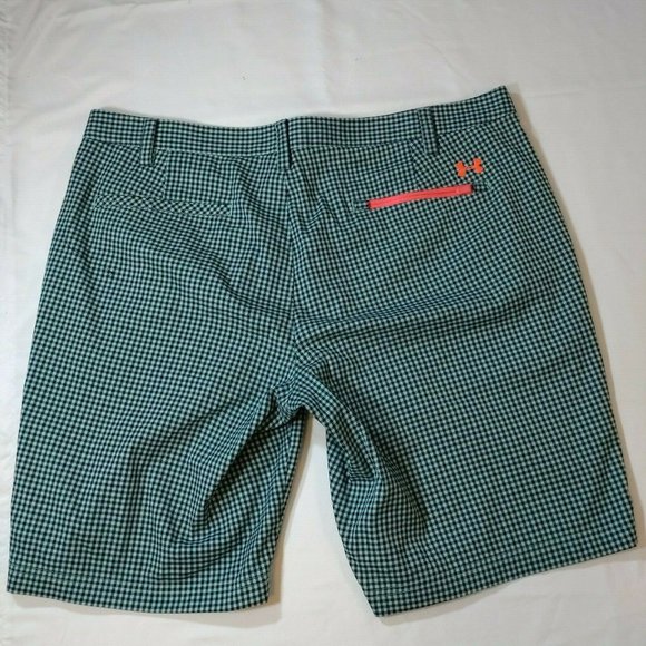 Under Armor Size 40 Green Chequered Shorts - Picture 2 of 9